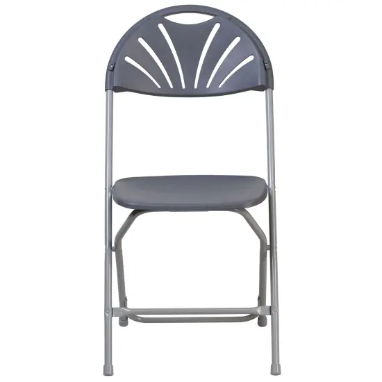 Emma and Oliver 2 Pack Wedding Party Event Fan Back Plastic Folding Chair Home Office Charcoal {3}