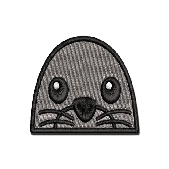 Peeking Seal Multi-Color Embroidered Iron-On or Hook & Loop Patch Applique {1}