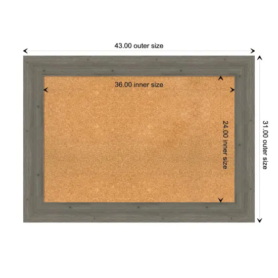 Fencepost Wood Framed Corkboard, Natural Cork Fencepost Grey {3}