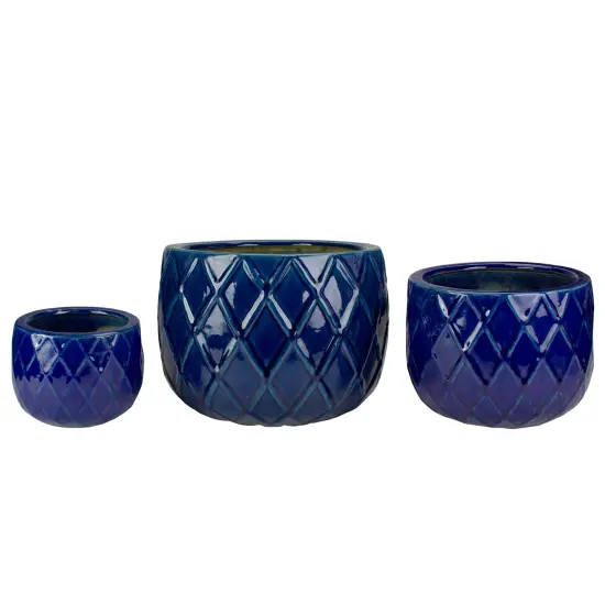 Napa Home & Garden Set of 3 Blue Textured Planter Set 11" {1}