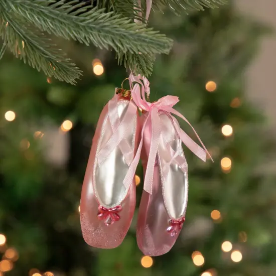 Northlight 4.5" Pink Ballet Slippers Glass Christmas Ornament {3}
