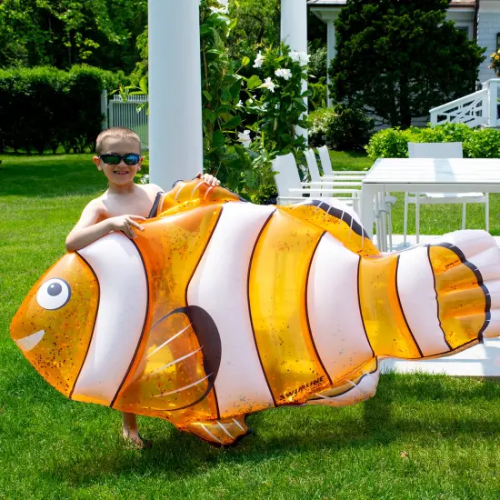 Swimline Clown Fish Swimming Pool Inflatable Raft - 72" - Orange and White {4}
