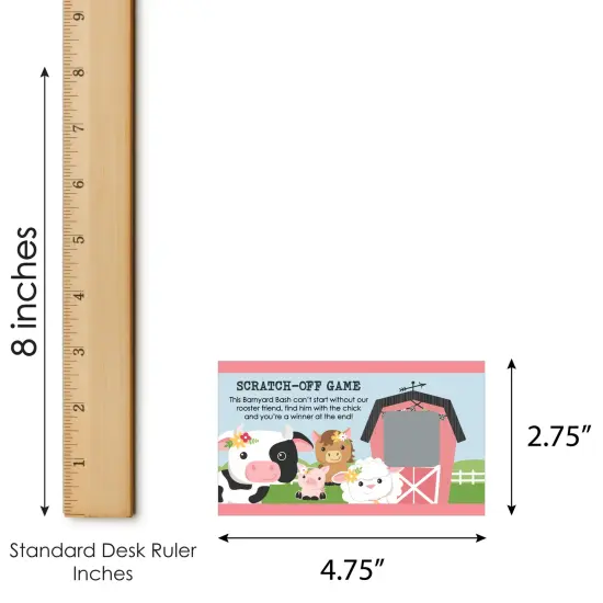 Big Dot of Happiness Girl Farm Animals - Pink Barnyard Baby Shower or Birthday Party Game Scratch Off Cards - 22 Count {7}