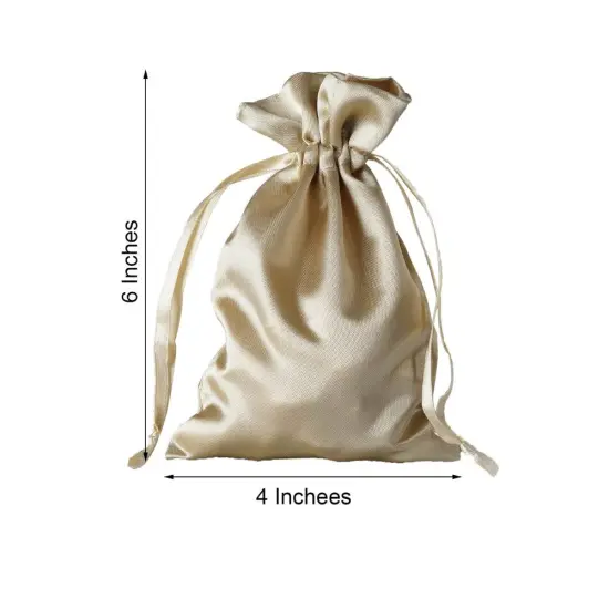60 pcs 4x6 Satin Favor Drawstring Bags Champagne {2}