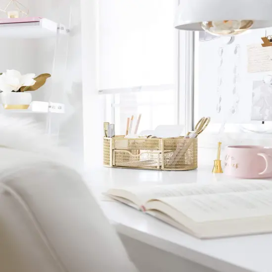 Gold Desk Organizers and Accessories - Gold Desk Accessories for Women Office - Desk Organizer Gold Office Desk Accessories - Office Supplies Gold Storage Small Desk Organizers and Accessories Gold {4}