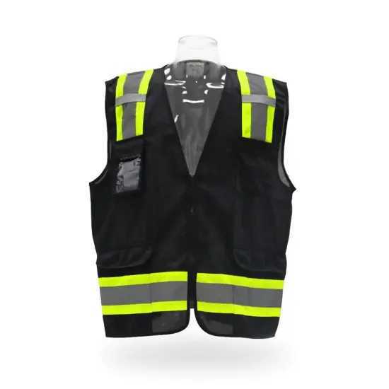 Contrast High Visibility Safety Vest Black {1}