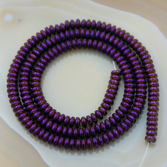2x3mm Hematite Gemstone Rondelle Spacer Beads Metallic purple {1}