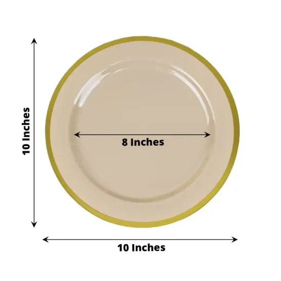 Round Plastic Dessert Plates with Gold Rim Taupe & gold {2}