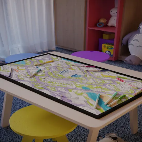 City Theme Kid's Coloring Page Washable Poster Rug Reusable Learning Activity & Room Decor Birthday Gift For Preschool Kindergarten Toddler {3}