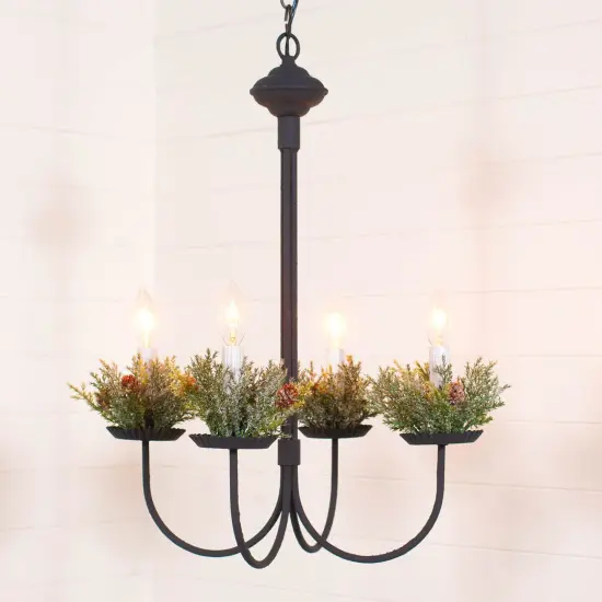 Irvin's Country Tinware 4-Arm Grandview Chandelier with Gray Sleeves {4}