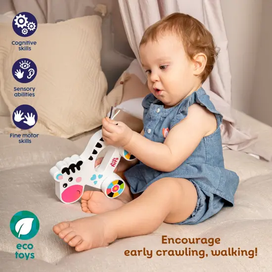 Kids Hits: Colorful Wooden Push & Pull Toy Pull-Along Zebra - A Fun Companion for Toddler Exploration! {3}