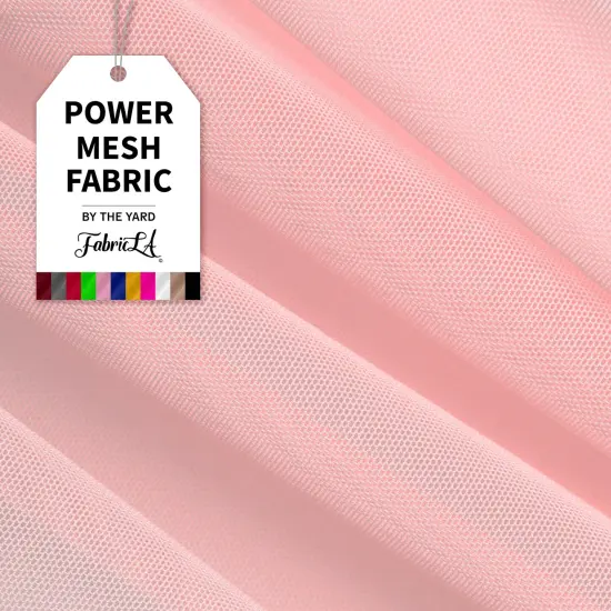 FabricLA Power Mesh Fabric Nylon Spandex - 60" Inches (150 cm) Wide - Use Mesh Fabric for Sewing, Sports Wear, Ballet, Workout Tights, Garments - Mesh Fabric by The Yard - Dusty Pink, 4 Continuous Yards {1}