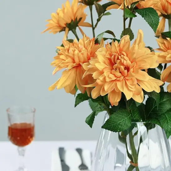 2 pcs 30-Inch Dahlia Spray Stems Silk Artificial Flowers Orange {1}