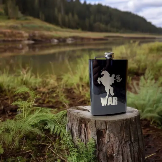 8oz BLACK War Four Horsemen of the Apocalypse Flask {6}