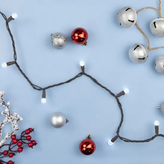 Northlight LED G12 Berry Christmas Lights - Pure White - 16' Brown Wire - 50ct {4}