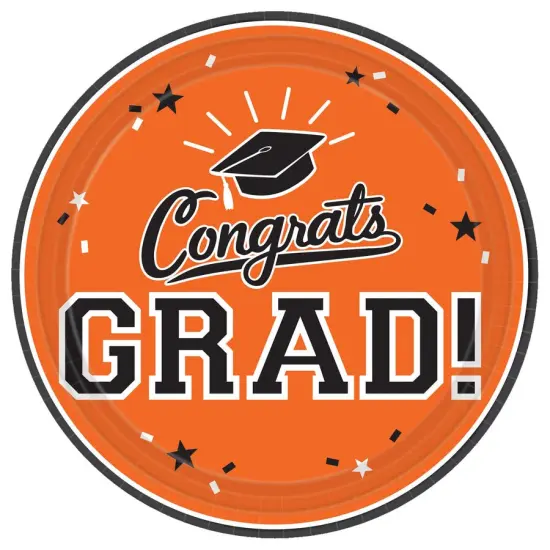 School Colors Pride Round Plates, 7" - Orange {1}