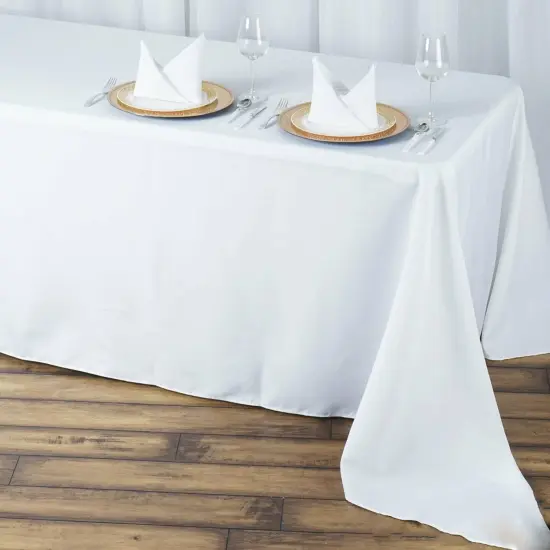 White Premium Polyester Tablecloth: 90x156-Inch for Catering {2}