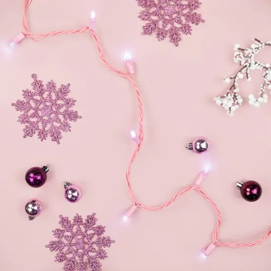 Northlight LED Wide Angle Christmas Lights Pure White - 33' Pink Wire - 100ct {4}