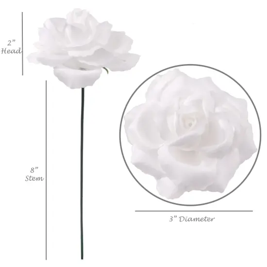 100-Pack: Soft White Silk Rose Picks, 8" Stems, 3" Wide, Realistic Faux Floral Arrangement for Home & Event Decor by Floral Home&reg; {3}