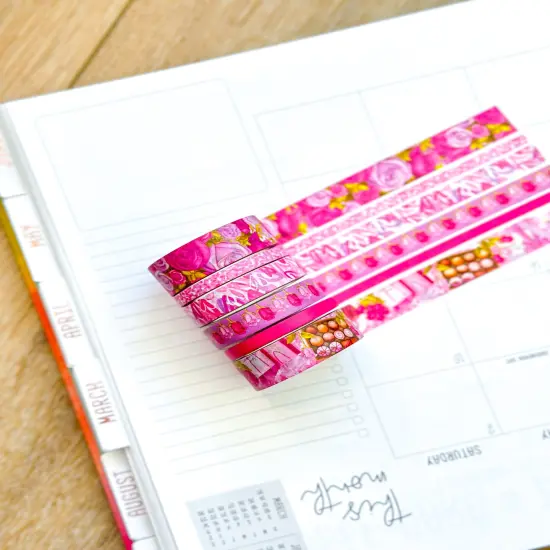 Valentine's Day Pink Romantic Date Night Anniversary Roses Washi Tape Set February 2024 - W102 {4}