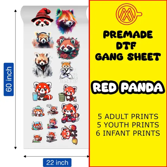 Red Panda Direct-to-Film DTF Transfer Gang Sheets - 22x60 {1}