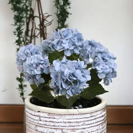6-Pack: Blue Hydrangea Bush with 7 Silk Flowers & Leaves by Floral Home Artificial Flowers {4}