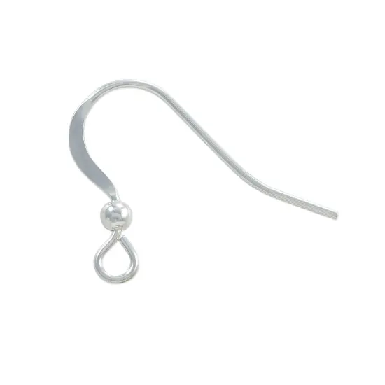 JewelrySupply Sterling Silber Flat Earring Wire with 2.5mm Bead (1 Pair of Sterling Silver Earrings) {3}