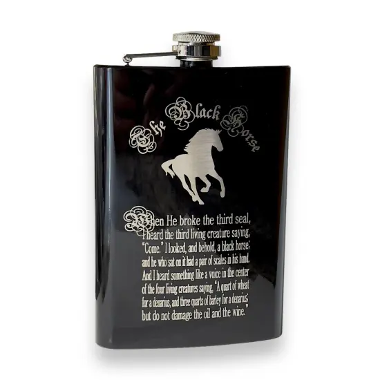 8oz BLACK The Black Horse Four Horsemen of the Apocalypse Flask {1}