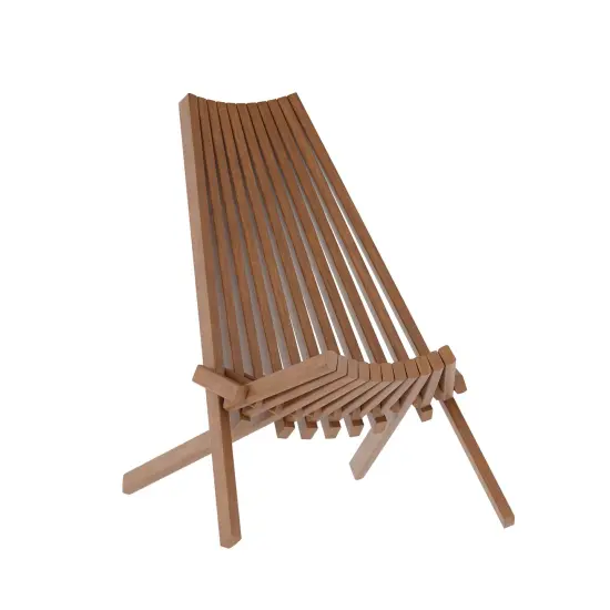 Merrick Lane Dubois Indoor/Outdoor Solid Acacia Wood Low Profile Lounge Folding Chair for Use with Backyard, Patio, Sunroom, Porch, Garden Brown {1}