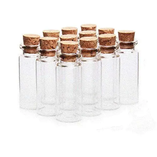 24 Pieces 10ml Clear Glass Jars Bottles with Cork Stoppers, Glass Bottles for Decoration, Arts & Crafts, Projects, Party Favors {2}