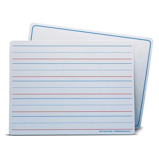 Dry Erase Learning Mat, Two-Sided Red & Blue Ruled/Plain, 9" x 12", Pack of 12 {1}