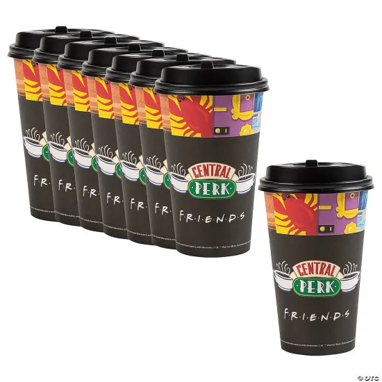 FRIENDS Central Perk Disposable Paper Coffee Cups with Lids 16 oz. Bulk 48 Ct. {2}