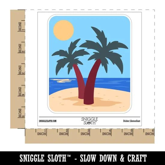 Two Palm Trees Tropical Waterproof Vinyl Phone Tablet Laptop Water Bottle Sticker Set - 5 Pack {1}