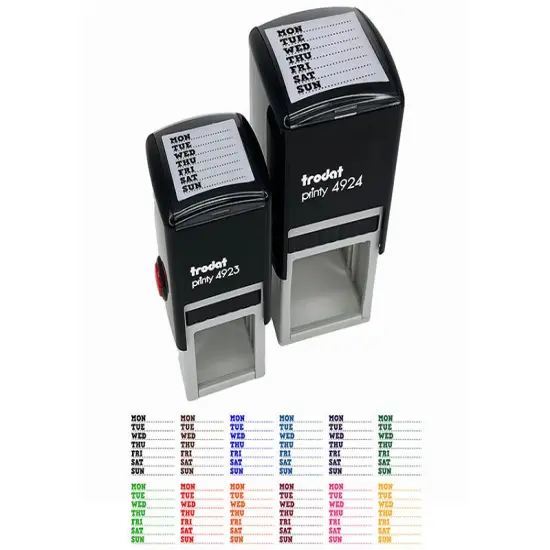 Weekly Days of the Week List Self-Inking Rubber Stamp Ink Stamper Brown {1}