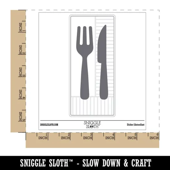 Fork and Knife Solid Silhouette Waterproof Vinyl Phone Tablet Laptop Water Bottle Sticker Set - 5 Pack {1}