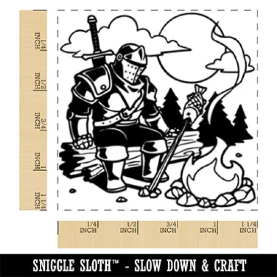 Knight Warrior Long Rest Camp Square Rubber Stamp for Stamping Crafting {1}