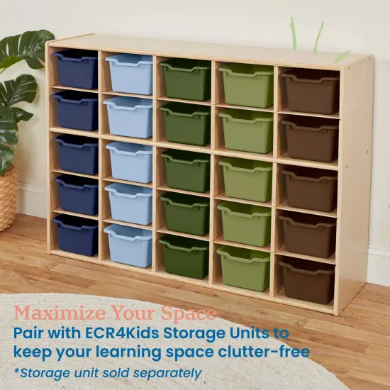 Scoop Front Storage Bins, Multipurpose Organization, 25-Pack Earthtone {5}