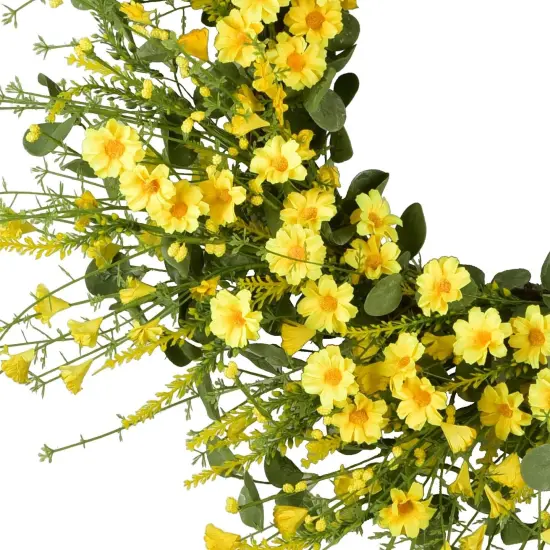 24 Inch Spring Wreath Yellow Daisy with Eucalyptus Wreath for Front Door {2}