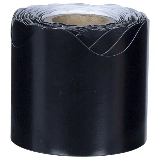 Black Rolled Scalloped Border, 36 Feet Per Roll, 6 Rolls {4}