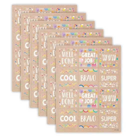 Krafty Pop Colorful Kraft Reward Stickers, 60 Per Pack, 6 Packs {1}