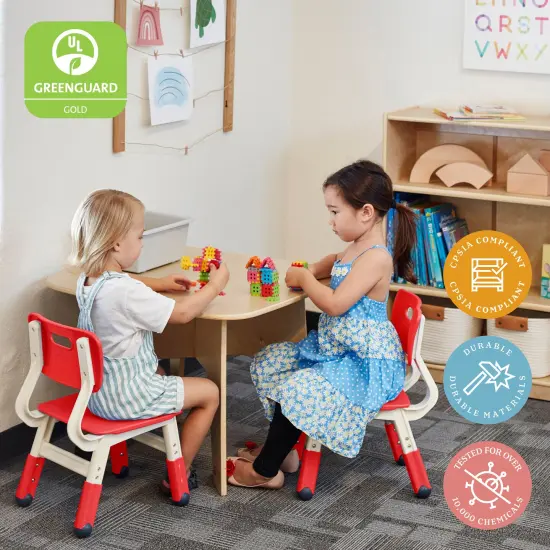 Adjustable Height Plastic Classroom Chairs, 2-Pack Red {5}