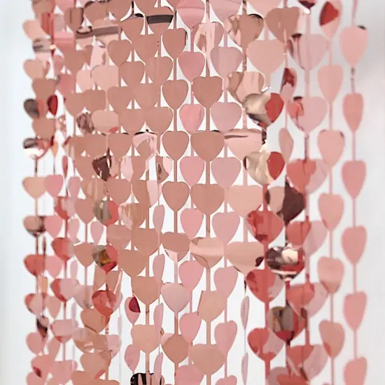 3 ft x 6.5 ft Metallic Heart Foil Tassels Rose gold {1}