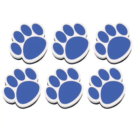 Magnetic Whiteboard Eraser, Blue Paw, Pack of 6 {1}