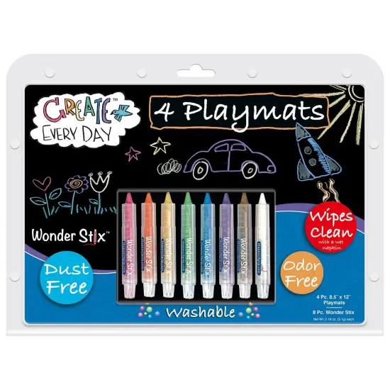 Black Board Playmat Kit with 8 Wonder Stix, 8-1/2" x 12", 4 Boards {1}