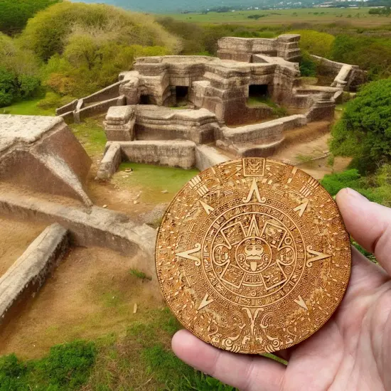 Aztec Mayan Calendar Wood Coaster/Disc qty 1 {6}