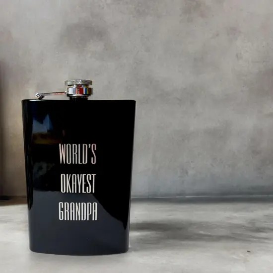 8oz BLACK World's Okayest Grandpa Flask {2}
