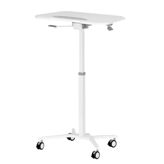 Techni Office Solutions 42.5" White Durable Rolling Adjustable and Tiltable Laptop Cart {5}