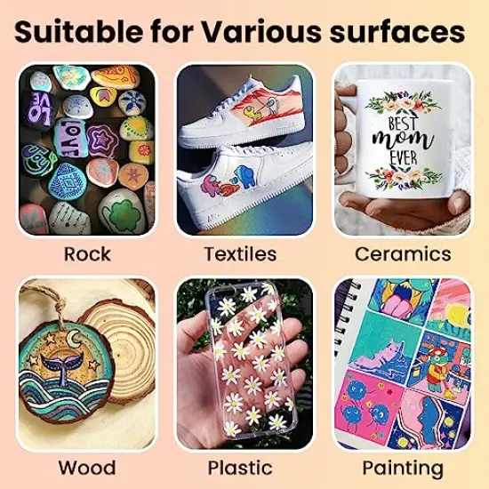 Paint Pens, 24 Colors Acrylic Paint Pens Paint Markers, Dual Tip Pens With Medium Tip and Brush Tip for Rock Painting, Wood, Ceramic, Fabric, Canvas, Easter Eggs, Pumpkin Kit, DIY Crafts {3}