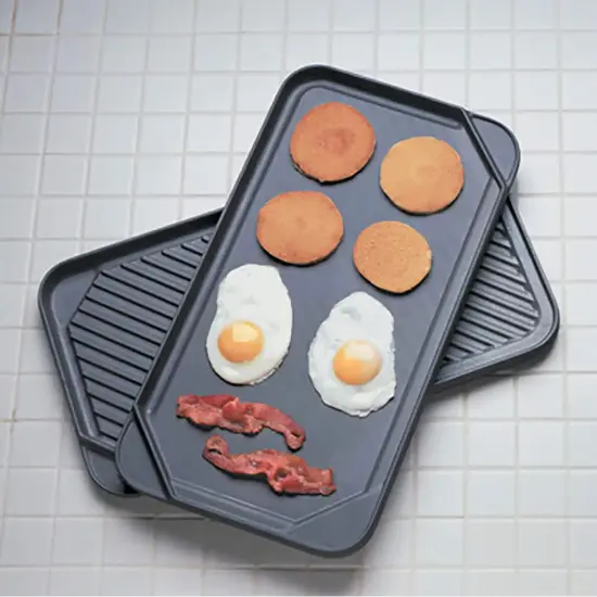 All American Reversible Grill Griddle Pan, Double Burner Nonstick Superconductive Heats Rapidly, Quick Defrost, Stovetop {6}