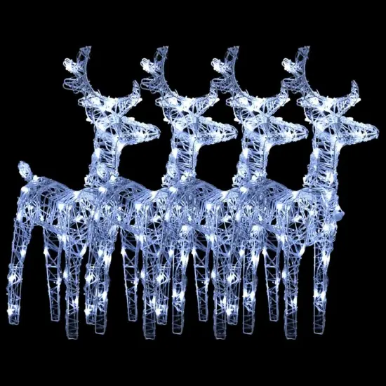 4 pcs Christmas ReindeersBlue 160 LEDs Acrylic Cold white {2}